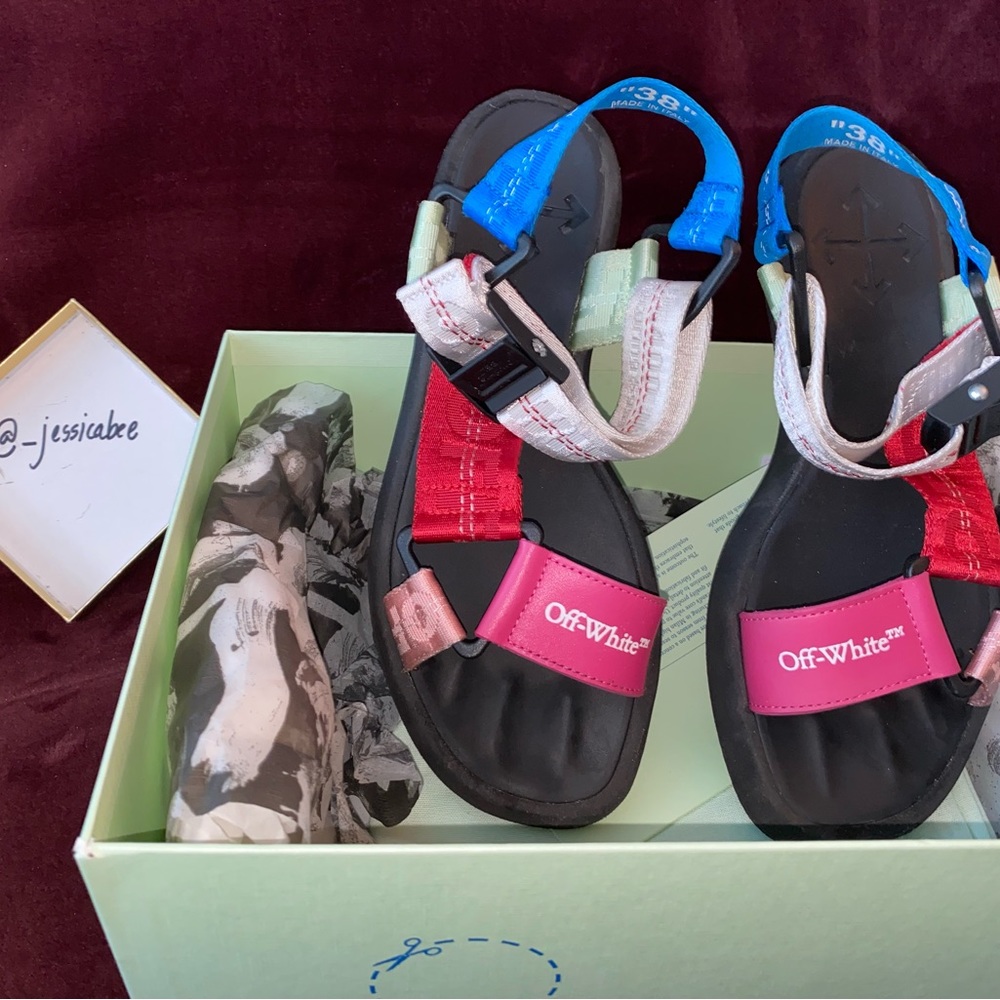 OFF-WHITE Trek sandals multi color logo strap flatform sandals US 8 / EU 38.5